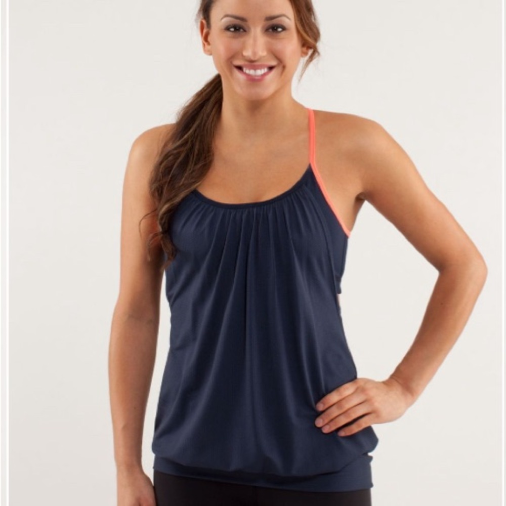 Lululemon Athletica No Limits Tank Top Inkwell light flare blue orange size 4